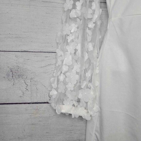 Women's Contrast Bishop Mesh Boodycon Dress Small - Picture 3 of 4